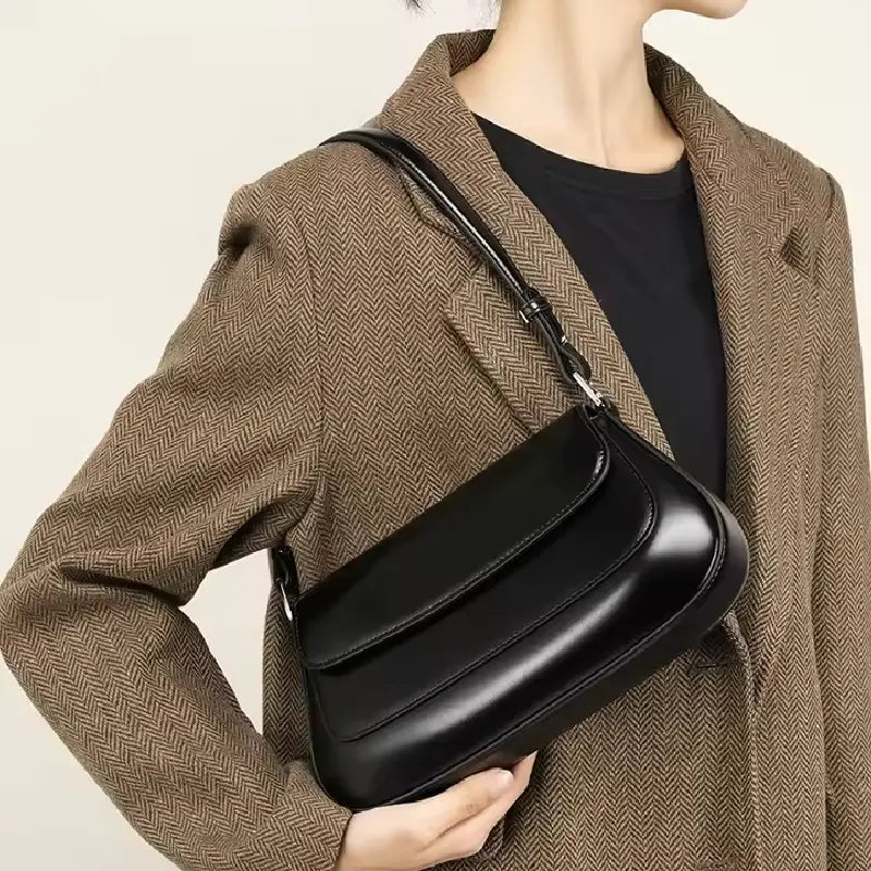 Genuine Leather Women's Crossbody Bag for Street Shopping