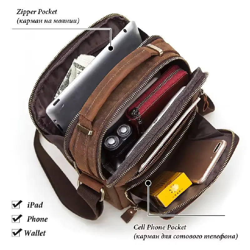 HUMERPAUL Men's Shoulder, Cross & Messenger Leather Bag