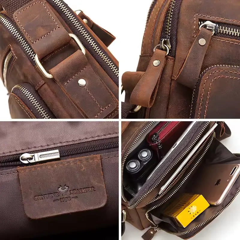 HUMERPAUL Men's Shoulder, Cross & Messenger Leather Bag