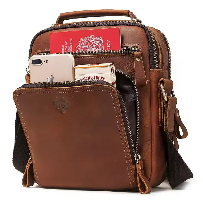 HUMERPAUL Men's Shoulder, Cross & Messenger Leather Bag
