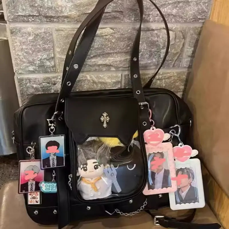 Black Transparent Large Capacity Handbag for Women