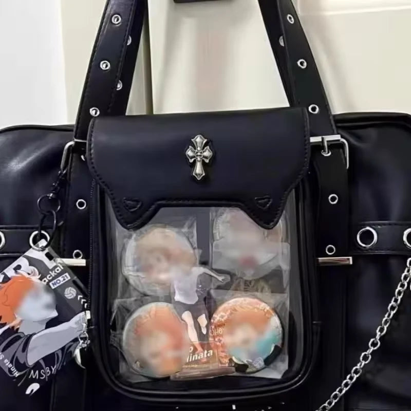Black Transparent Large Capacity Handbag for Women