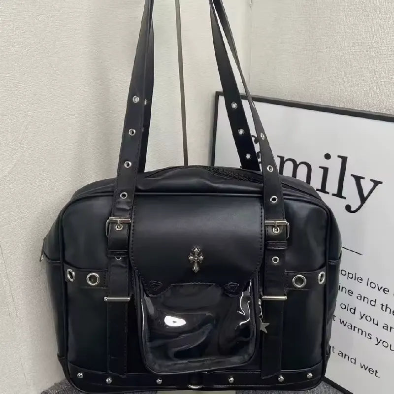 Black Transparent Large Capacity Handbag for Women
