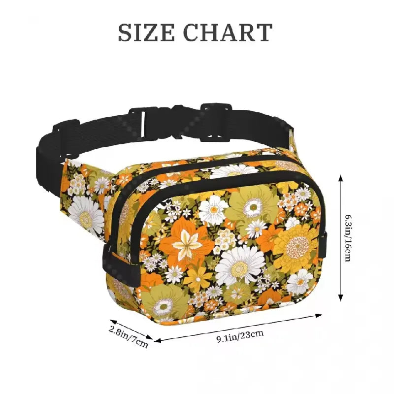 Boho Floral Double Layer Waist Bag – Bright Blossom Print