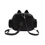 Cat PU Backpack Foldable Preppy School Bag
