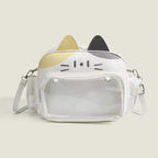 Cat PU Backpack Foldable Preppy School Bag