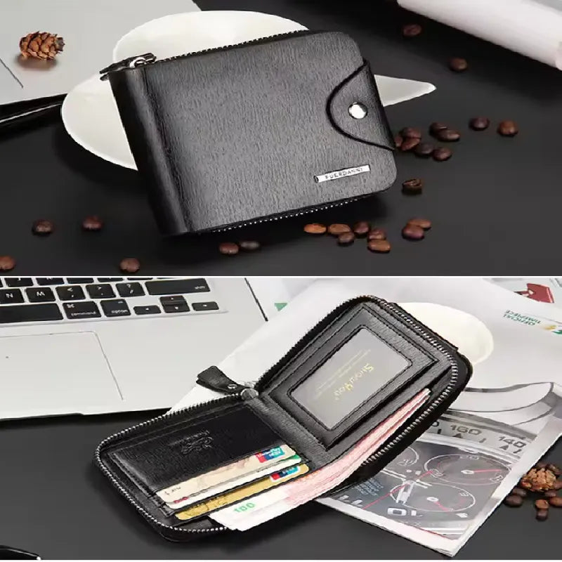 Leather Folding Clutch Wallet for Men