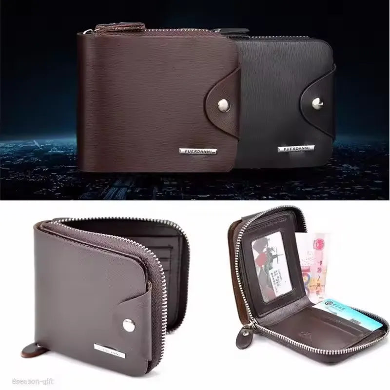 Leather Folding Clutch Wallet for Men