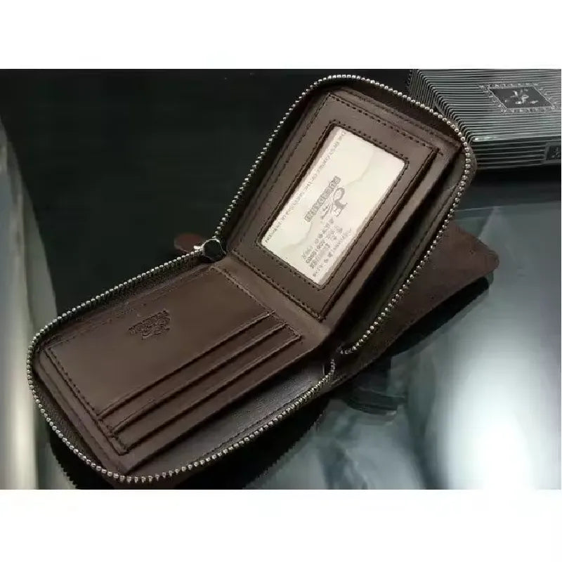 Leather Folding Clutch Wallet for Men