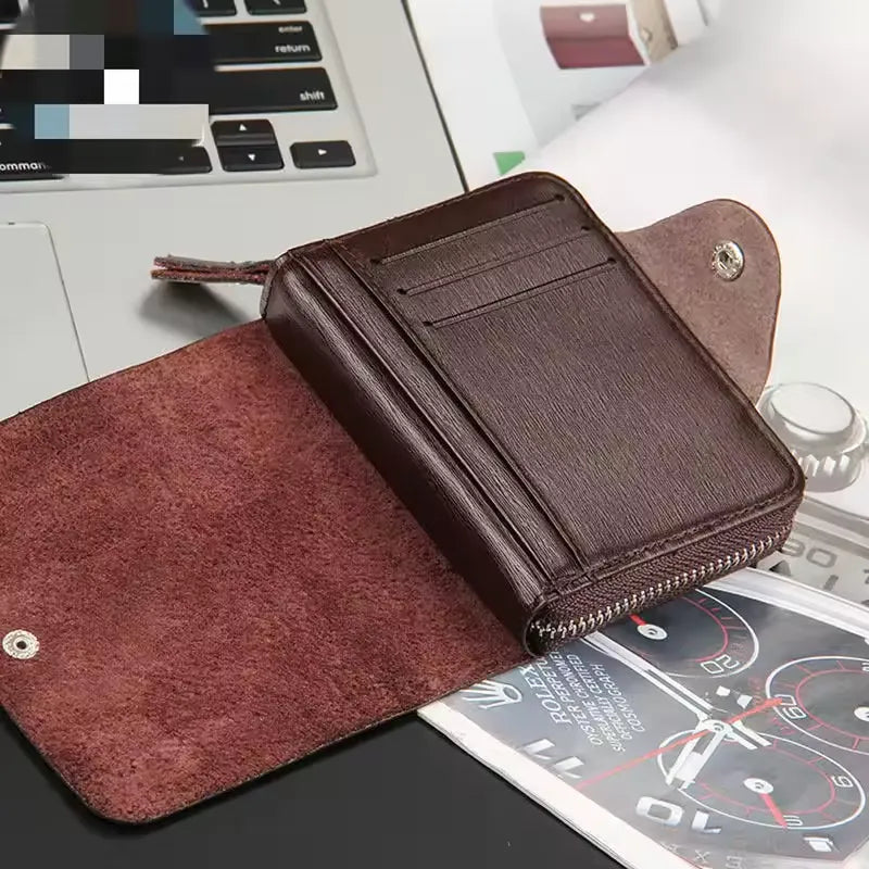 Leather Folding Clutch Wallet for Men