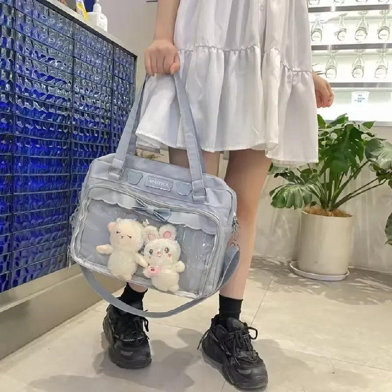 One Shoulder Student Bag with Ita Doll Charm & Badge