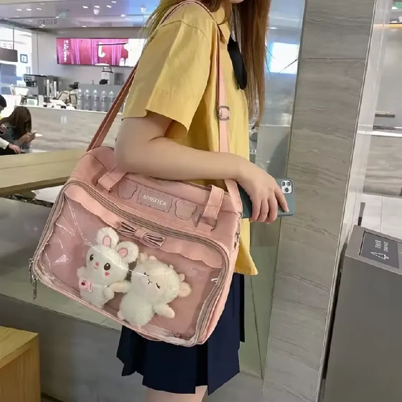 One Shoulder Student Bag with Ita Doll Charm & Badge
