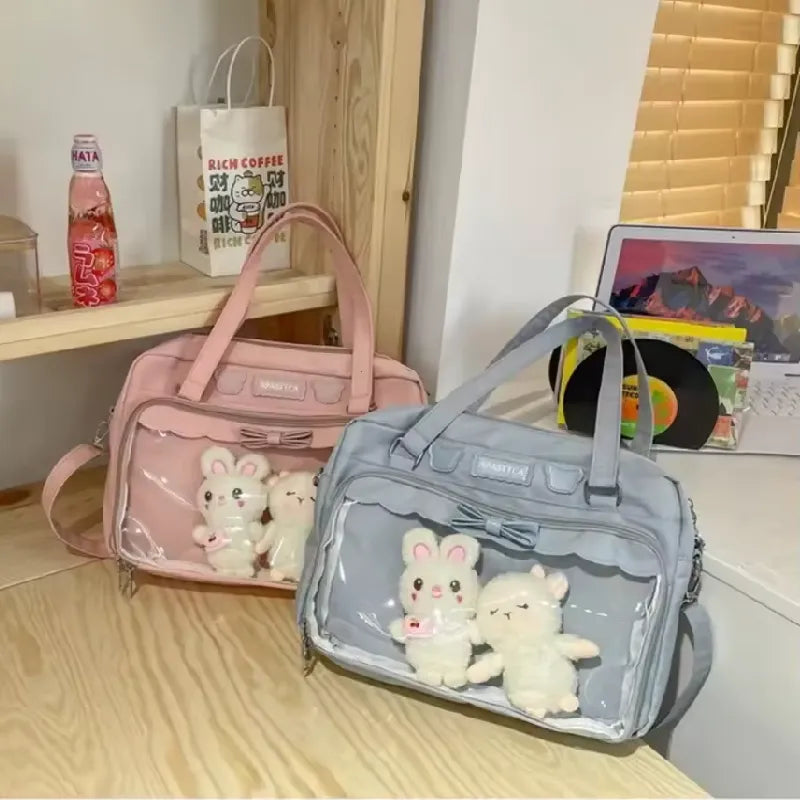 One Shoulder Student Bag with Ita Doll Charm & Badge